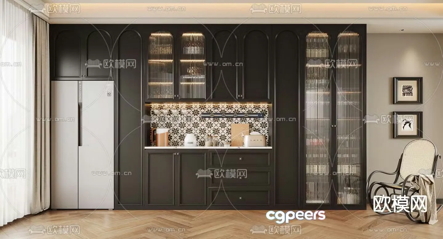 French glass wine cabinet 3d model