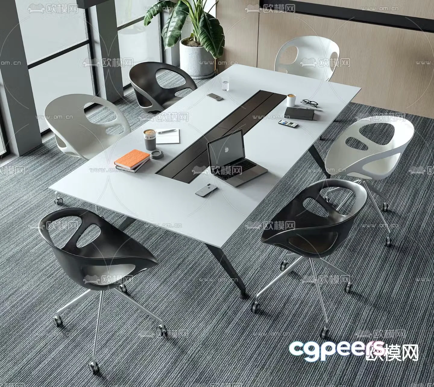 Modern conference table and chairs conference table 3d model