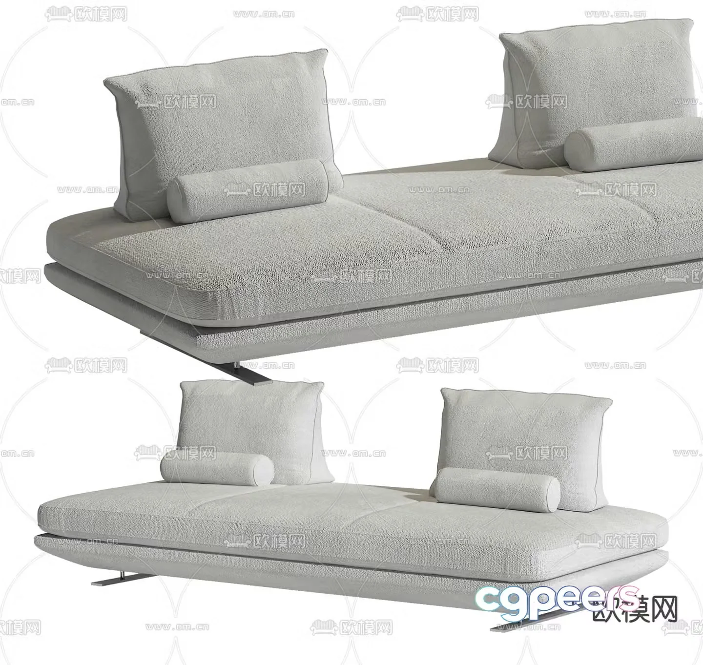 Double sofa upholstered sofa 3d model