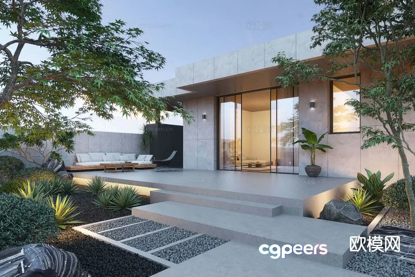 Courtyard landscape home courtyard 3d model