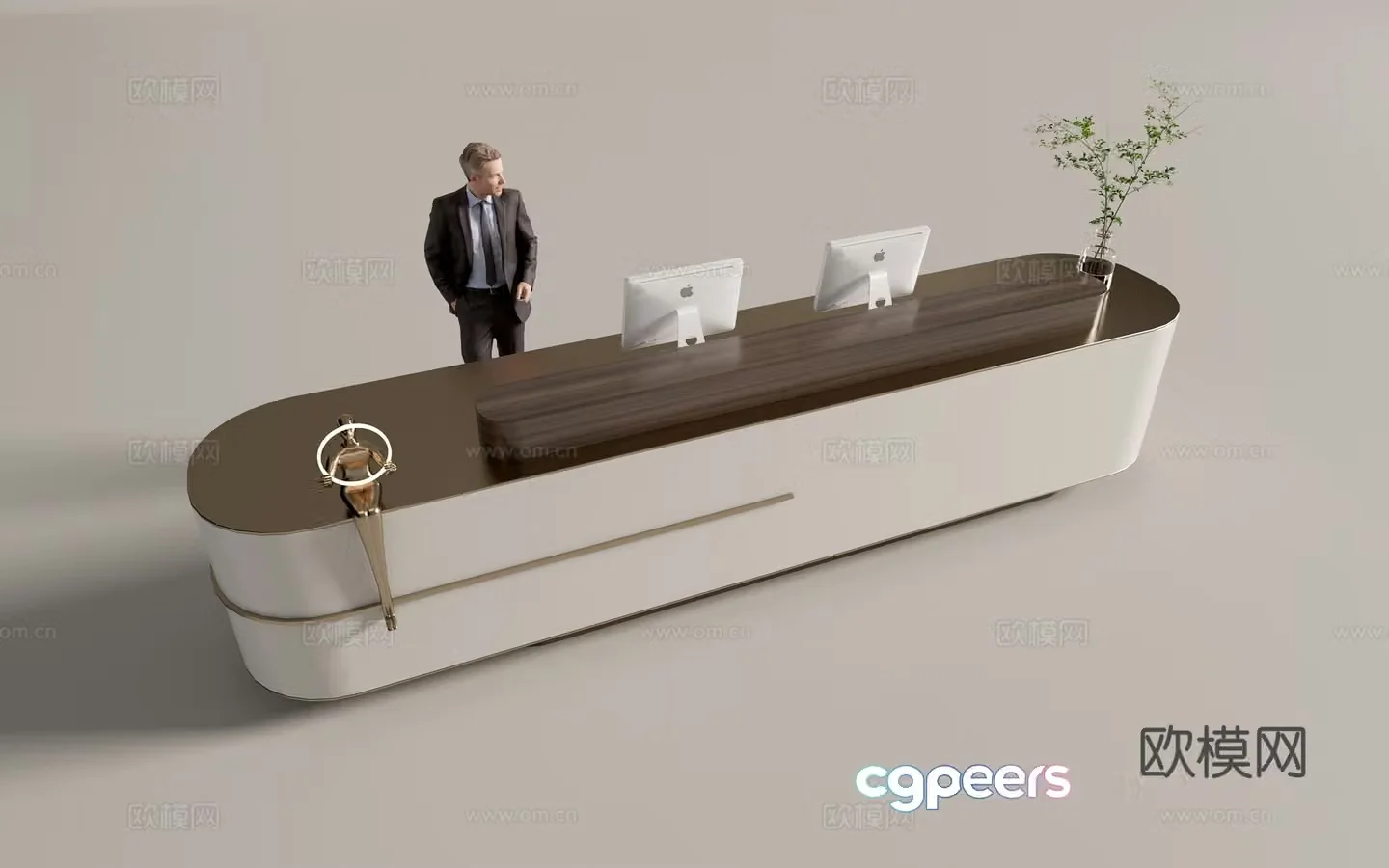 Modern company front desk reception desk service desk 3d model
