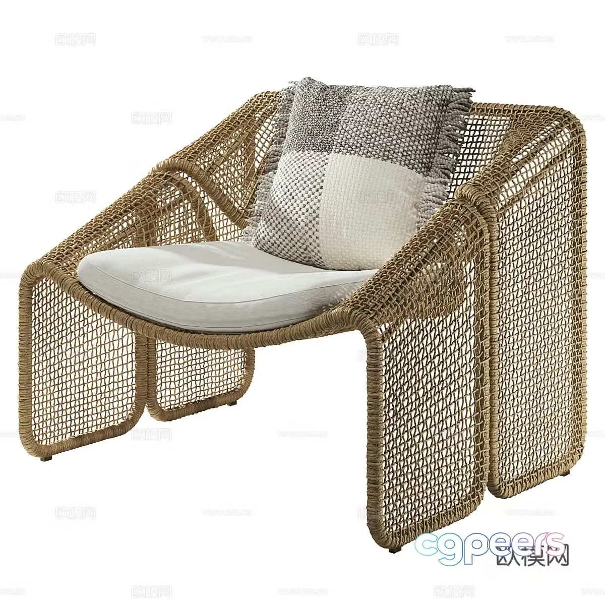 New Chinese style wasaki rattan armchair 3D model