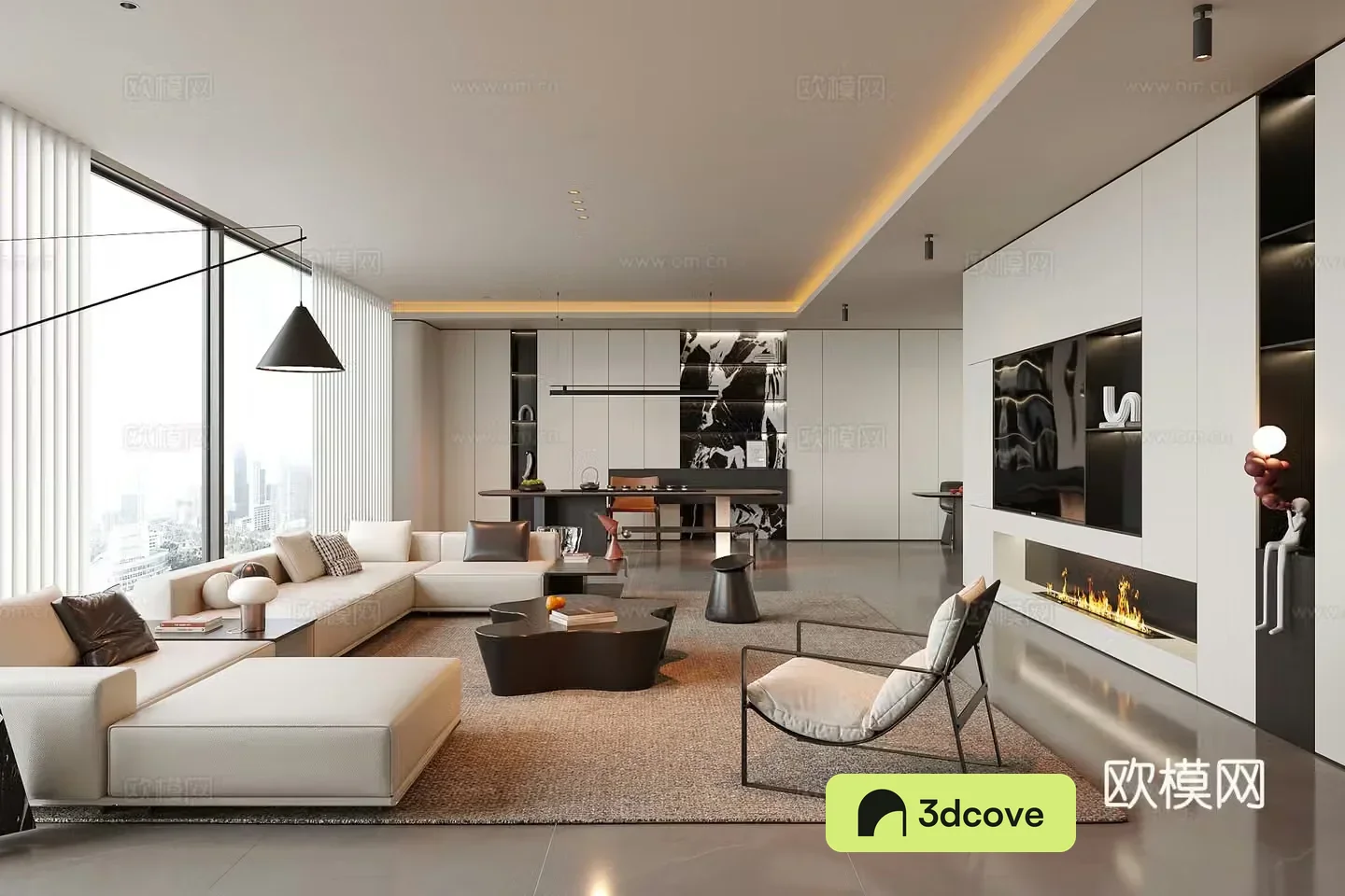 Modern living room sofa coffee table combination desk chair