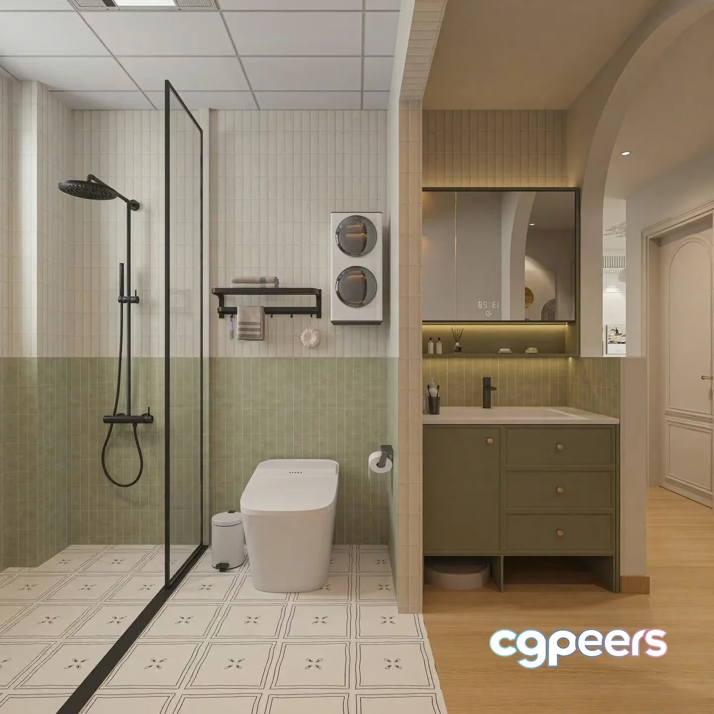 Modern Bathroom Space 3D Model – 2562 – CORONA Render