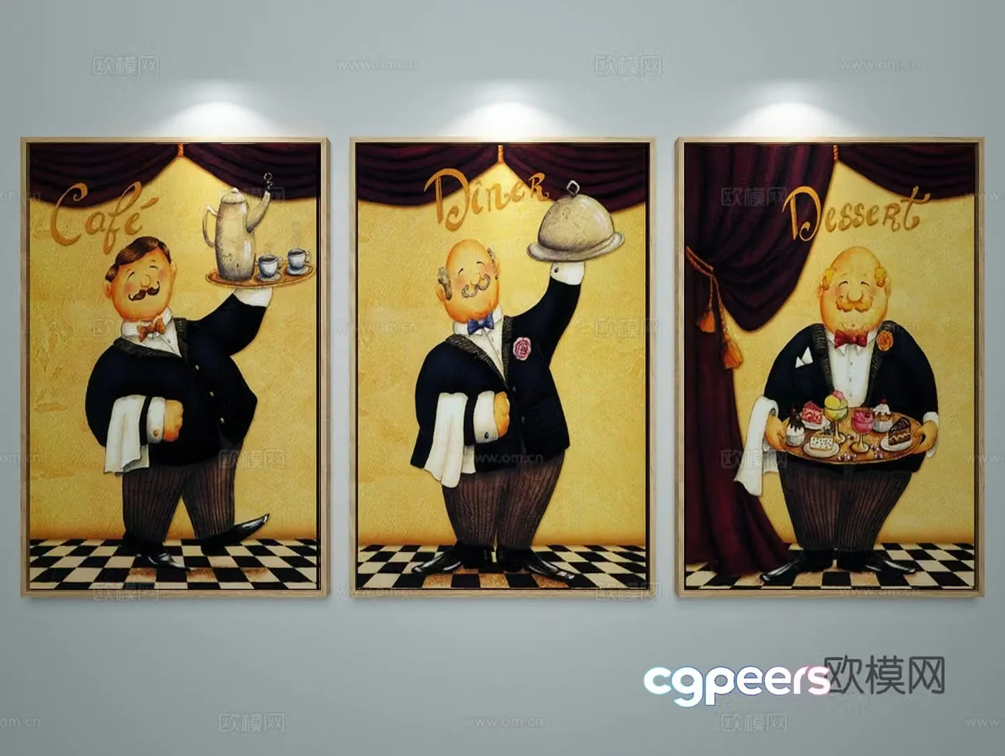 Modern figure painting combination painting decorative painting 3D model