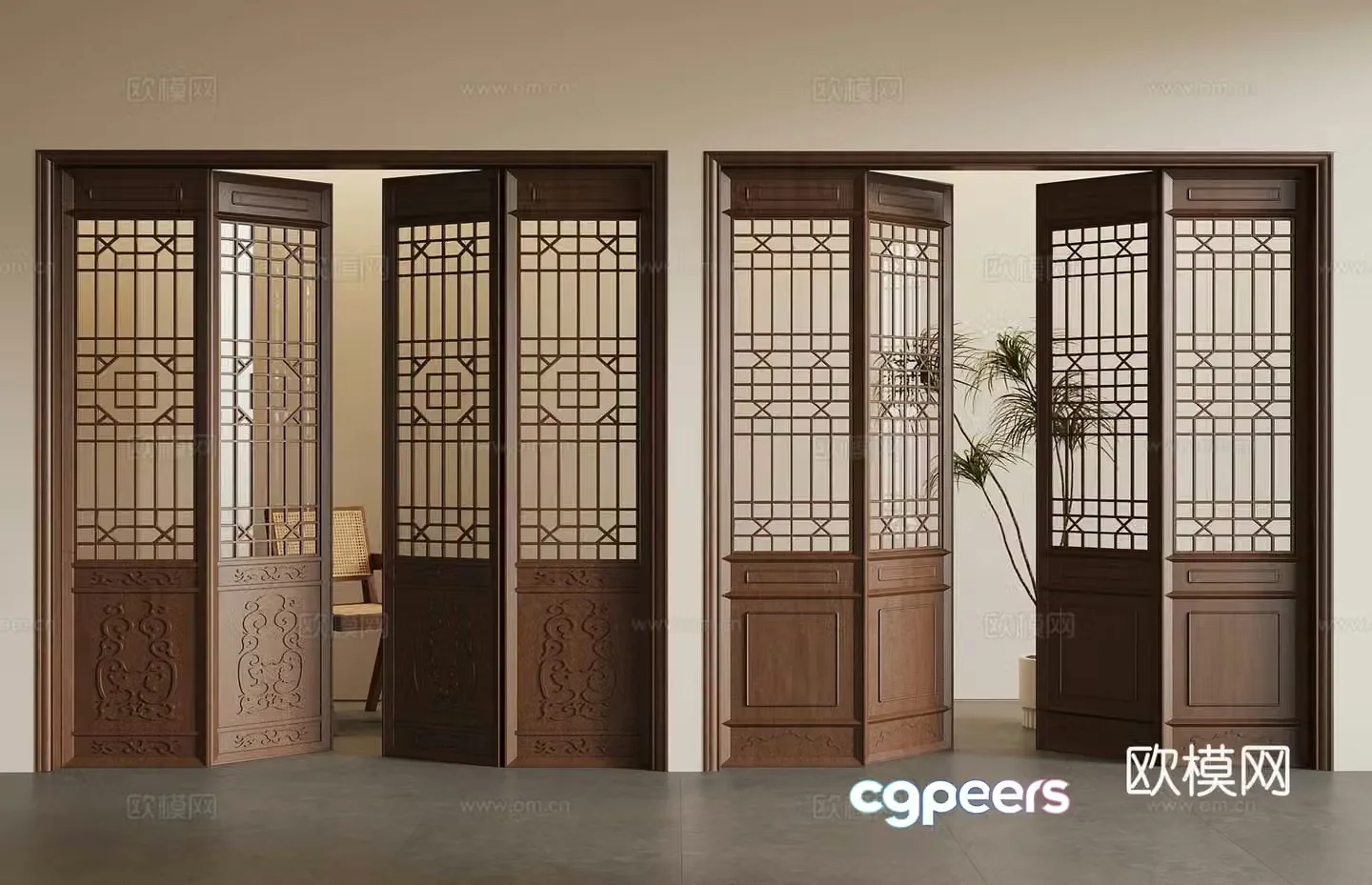 31 new Chinese folding door 3D model