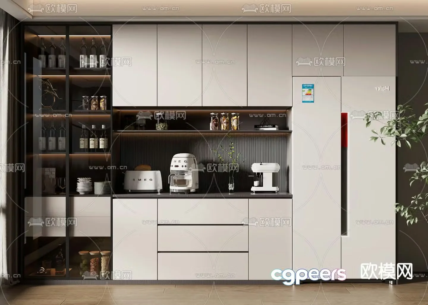 Modern wine cabinet sideboard 3d model
