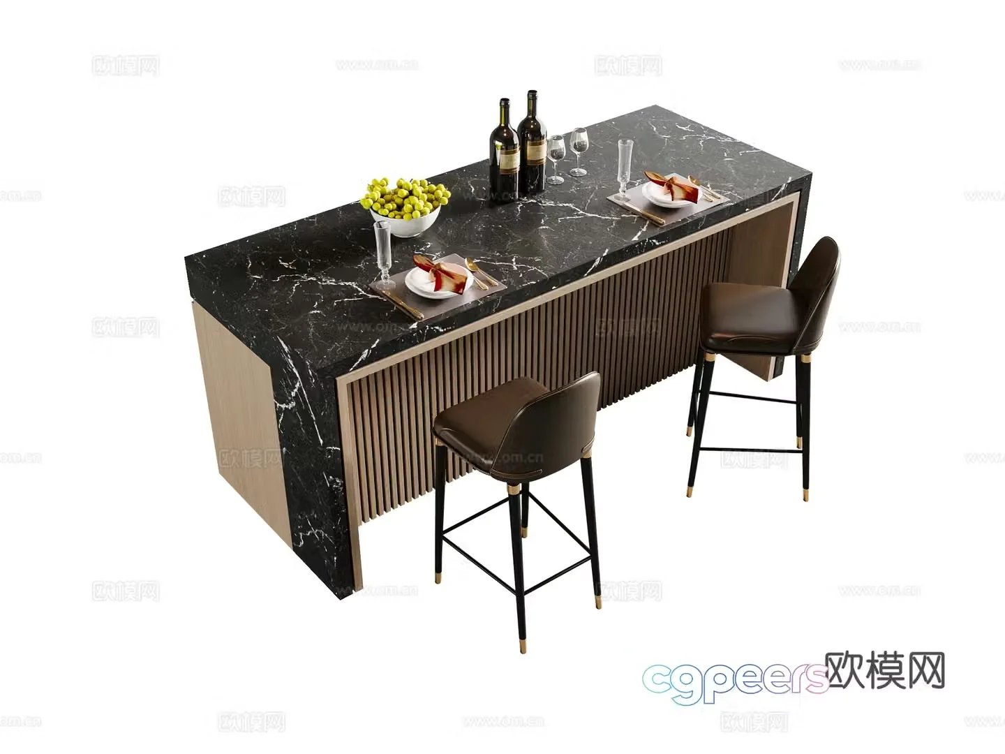 Italian light luxury bar 3D model