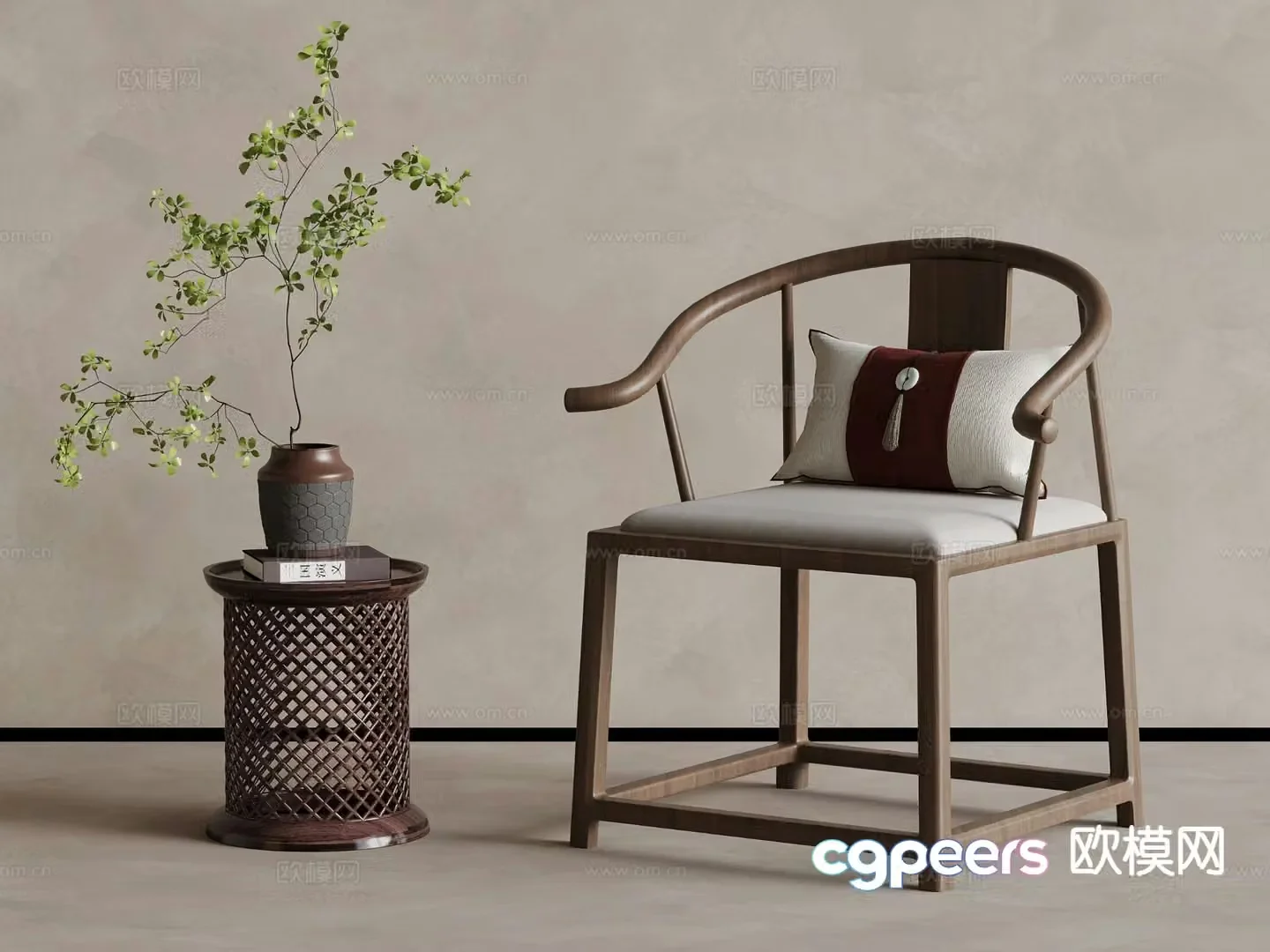New Chinese style leisure chair armchair chair 3d model