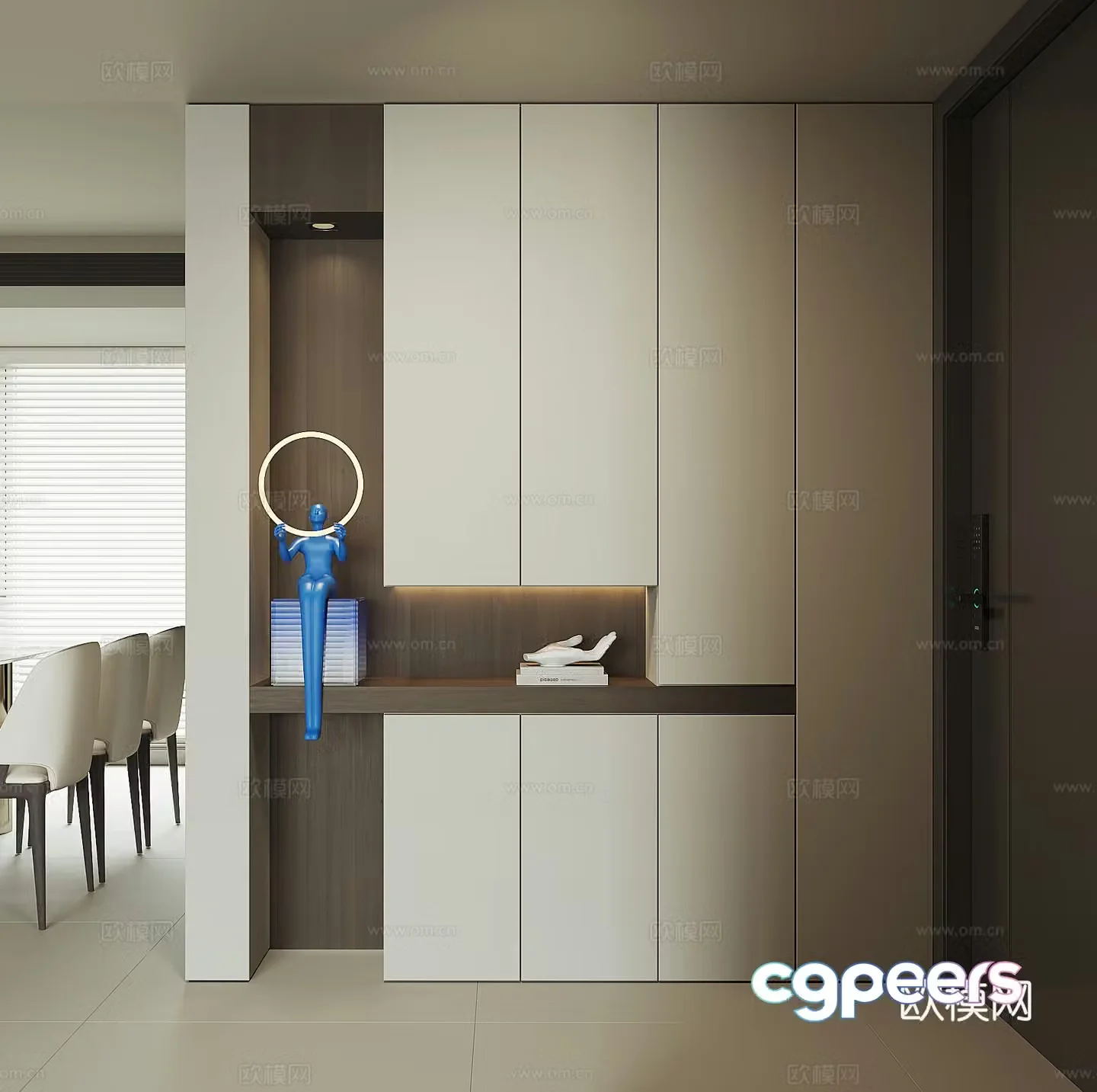 Modern home entrance shoe cabinet 3D model