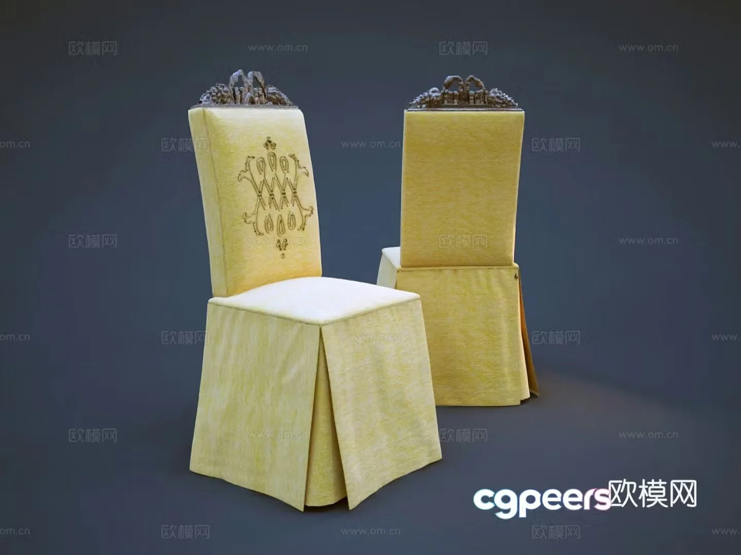 Classical European single chair Banquet chair 3d model
