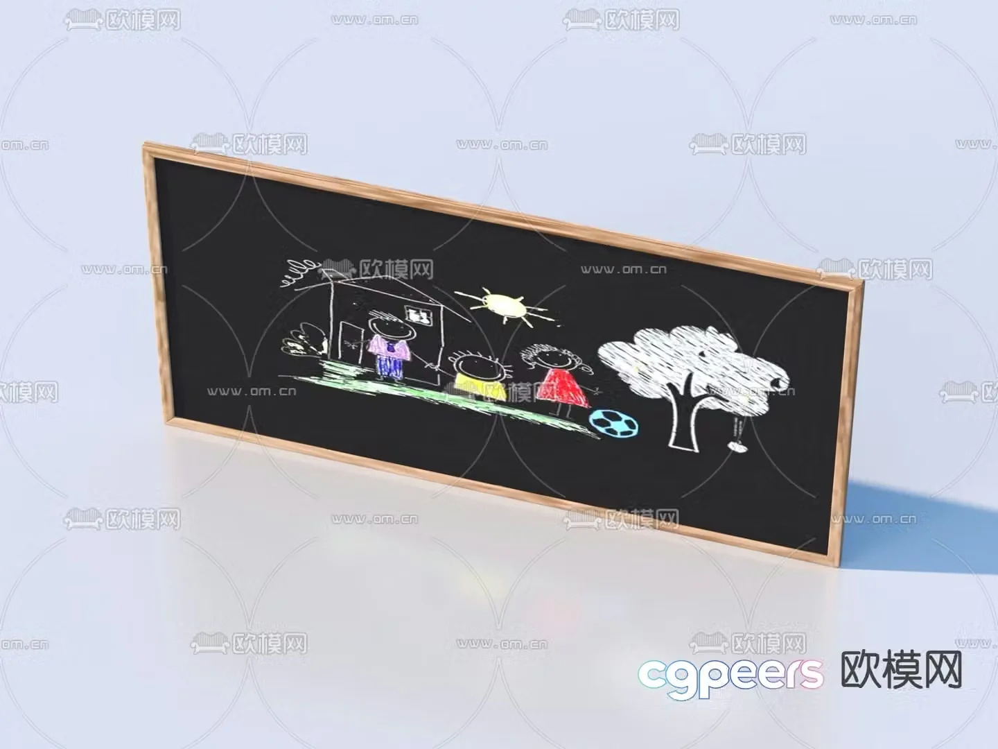 Billboard shop sign blackboard graffiti wall chalk painting 3d model