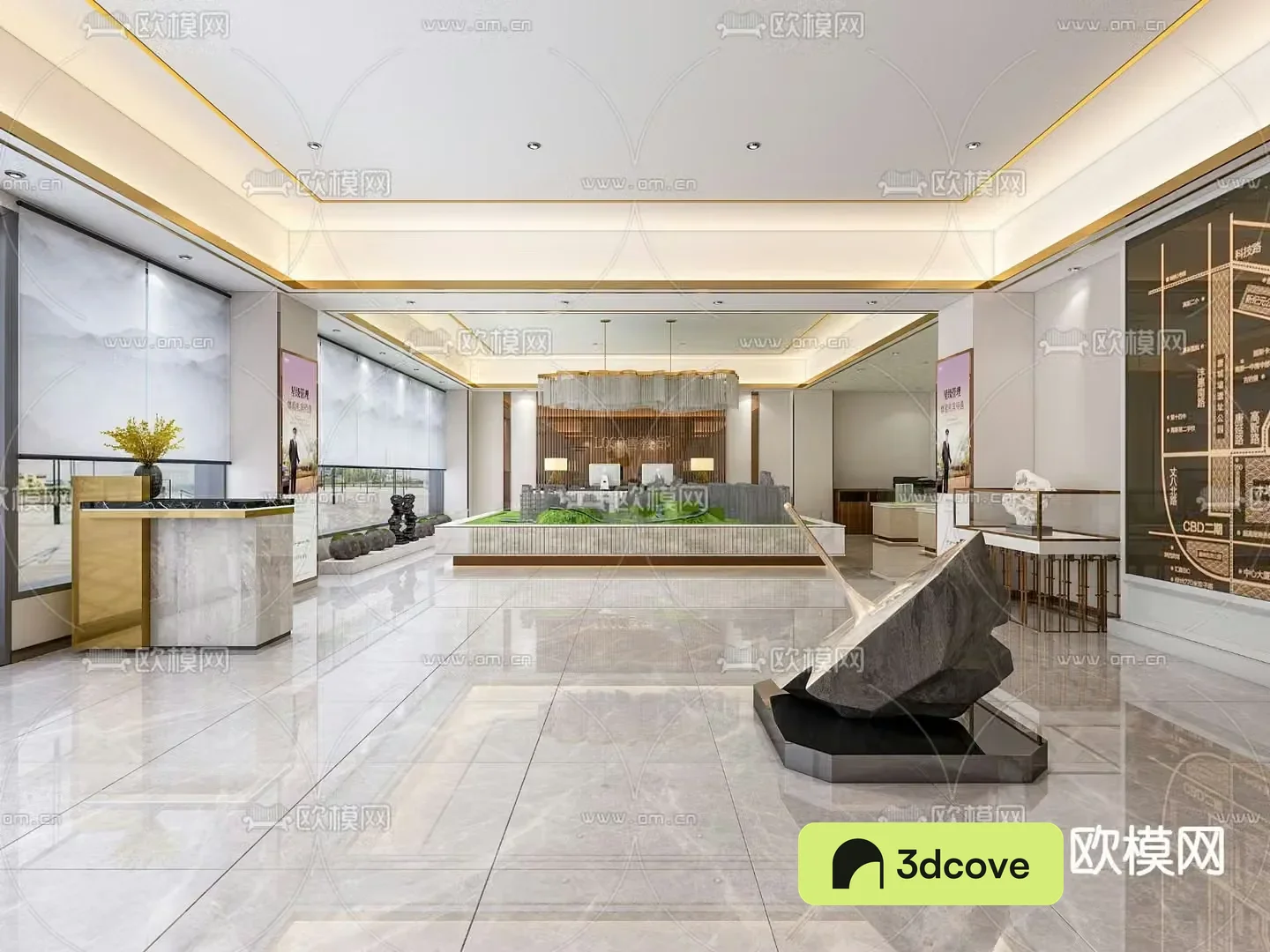 Modern sales office sand table area