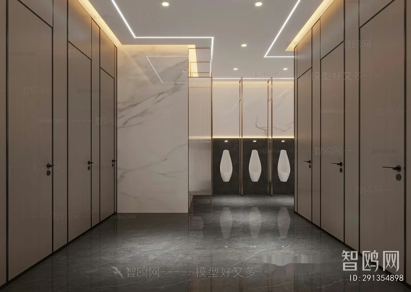 Modern Bathroom With Marble Walls 3D Model – 12039 – CORONA Render
