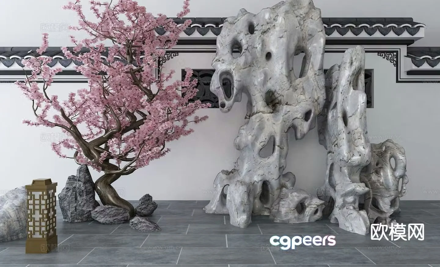New Chinese style landscape sketch rockery rockery 3D model