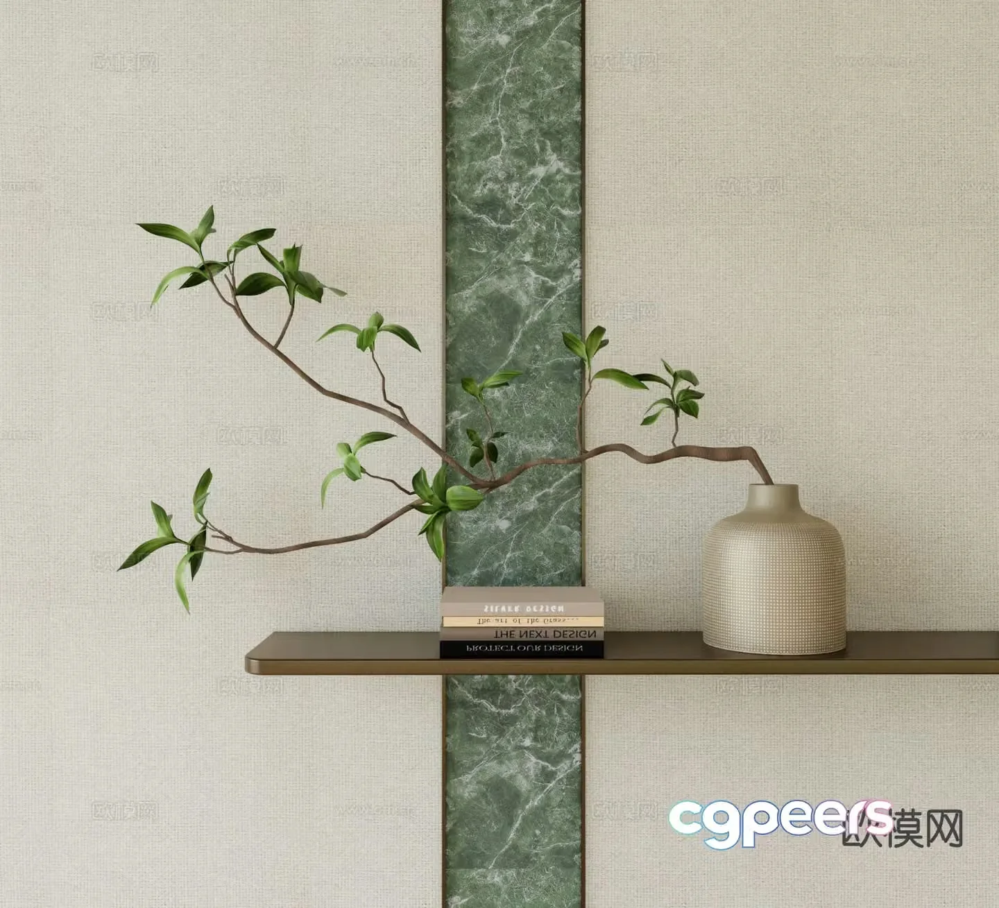 Modern vase green plant ornaments vase ornaments 3D model