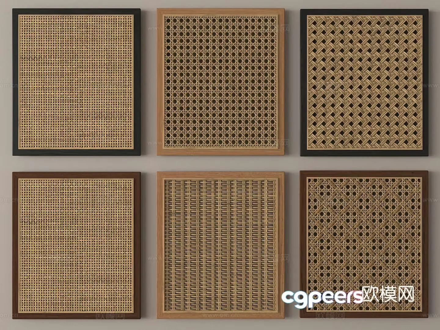 Rattan door panel weaving material wardrobe door panel 3D model