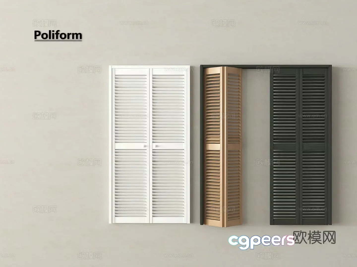 Modern blinds louver ventilation window louver folding window 3D model