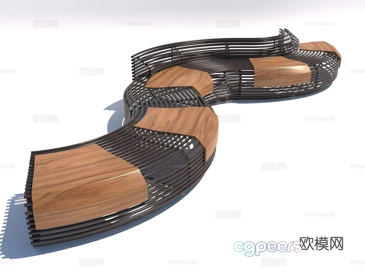Modern style opposite sex bench 3d model