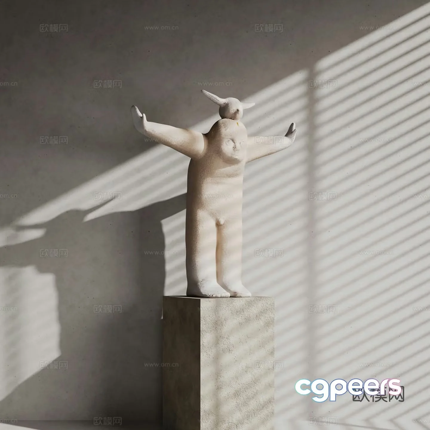 Modern humanoid art Sculpture installation 3d model