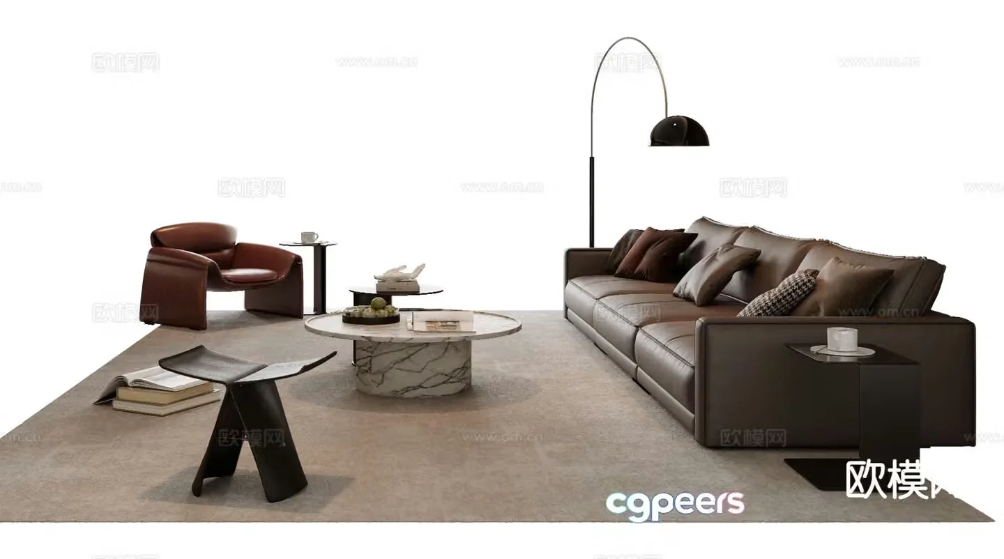 Italian sofa modular sofa 3d model