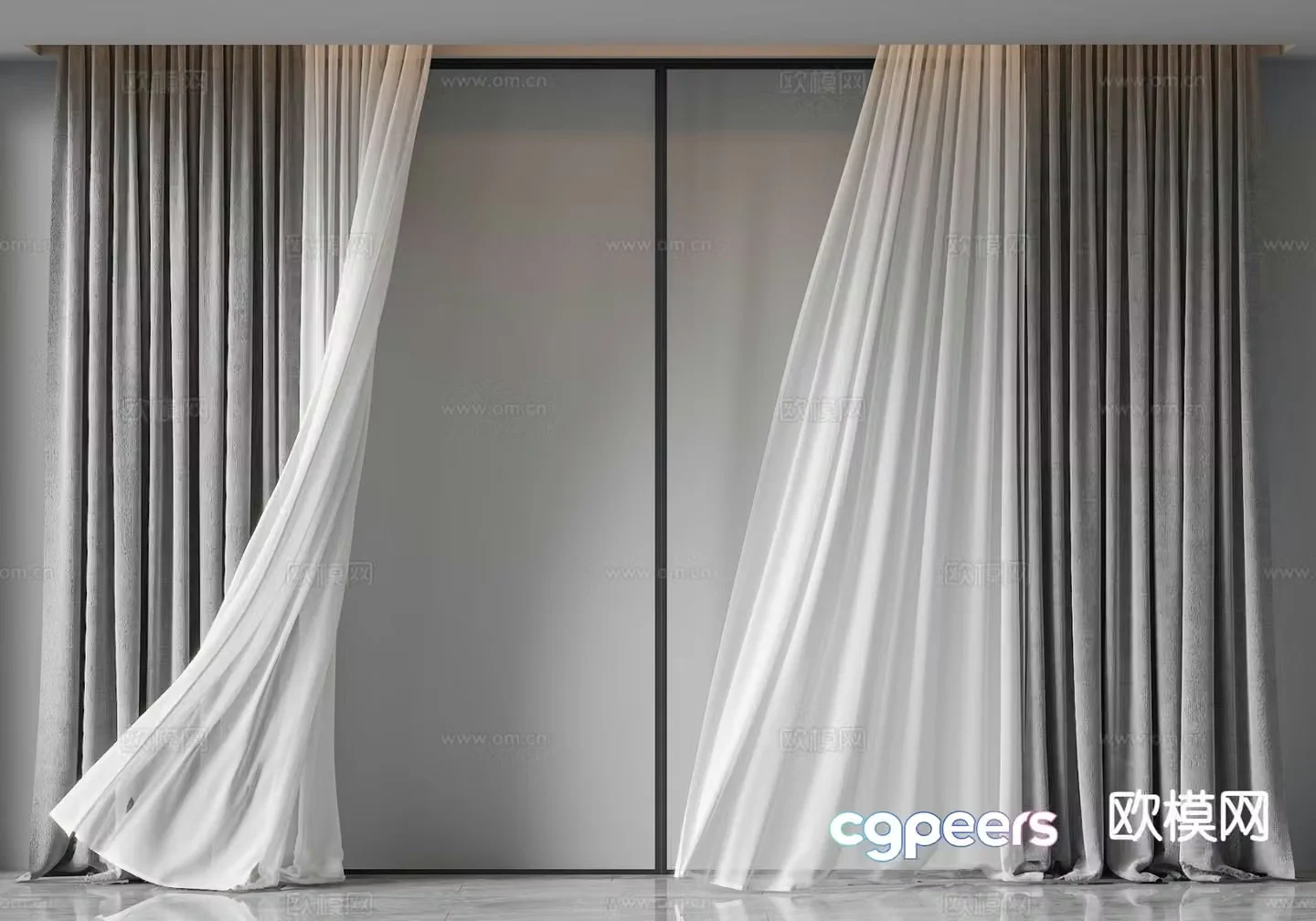 Plain curtain gauze 3d model