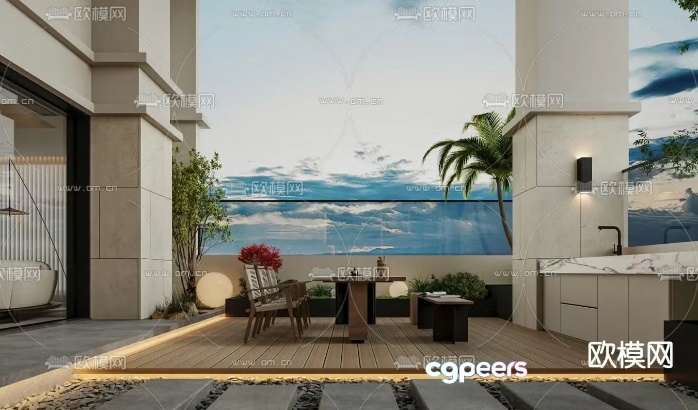 Roof Garden Terrace 3d model
