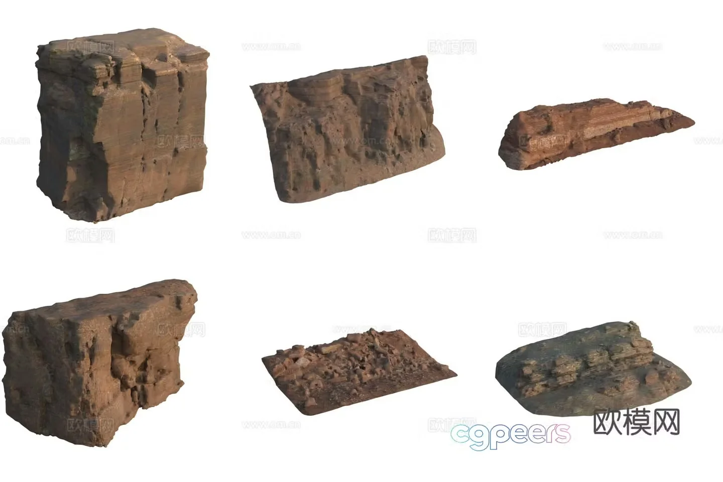 Quarry stone wall cliff huge stone pile 3d model