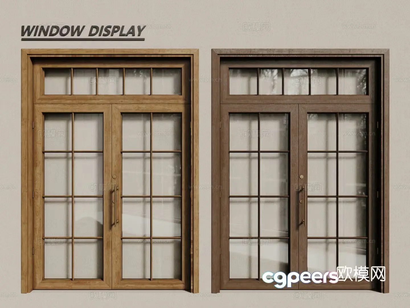 European style windows casement windows wooden windows 3d model