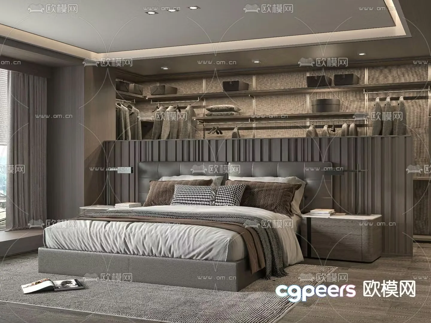 Minotti modern fabric double bed 3d model