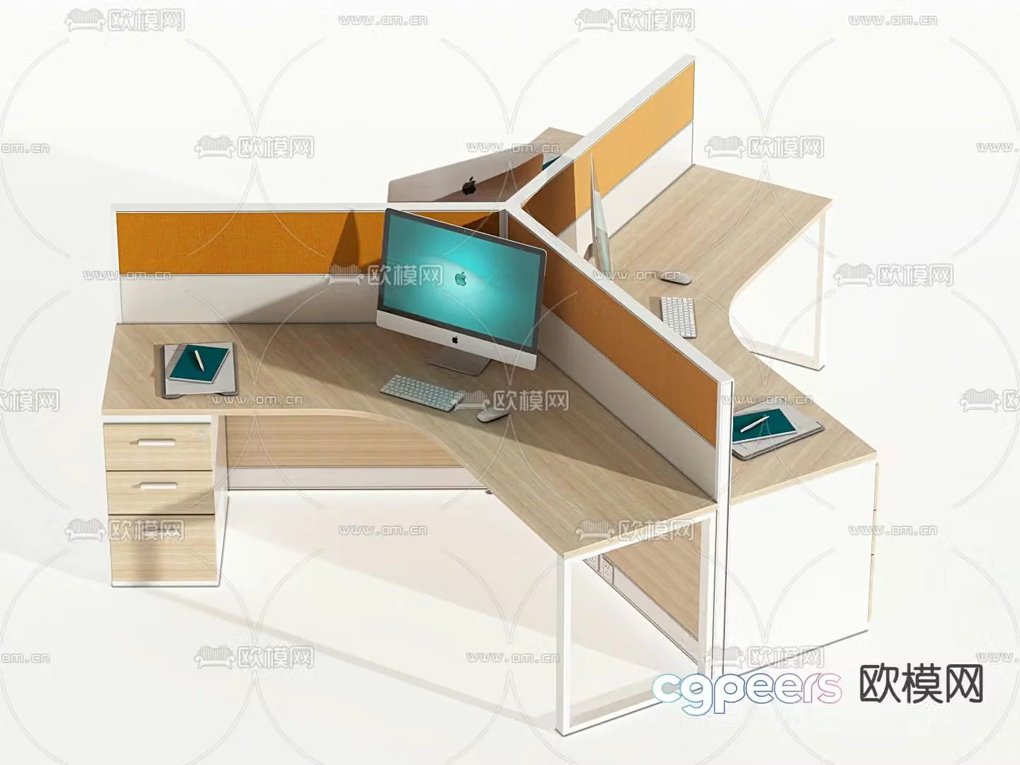 desk workstation 3d model