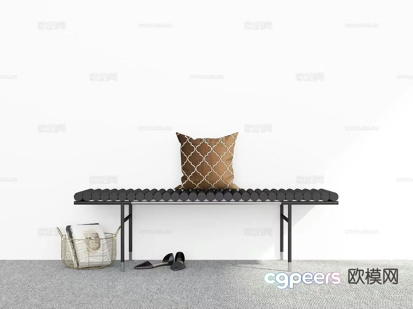 Modern shoe changing stool bench bench 3d model