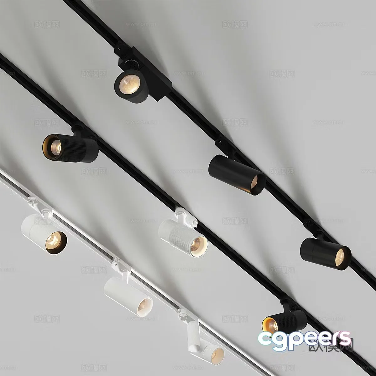 Modern Italian minimalist magnetic track light 3D model