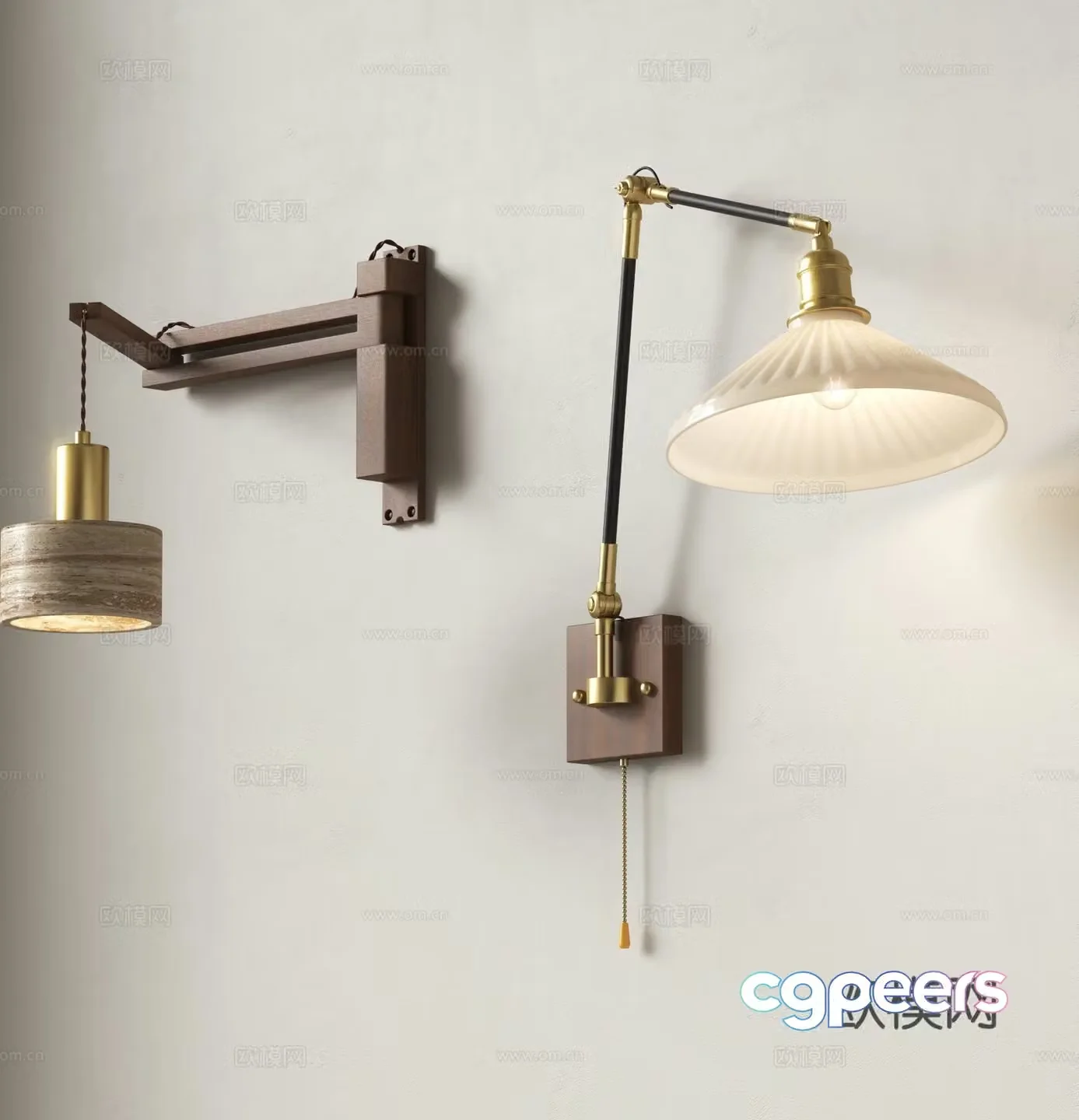 Medieval wall lamp retro wall lamp swing arm wall lamp bedside wall lamp 3D model