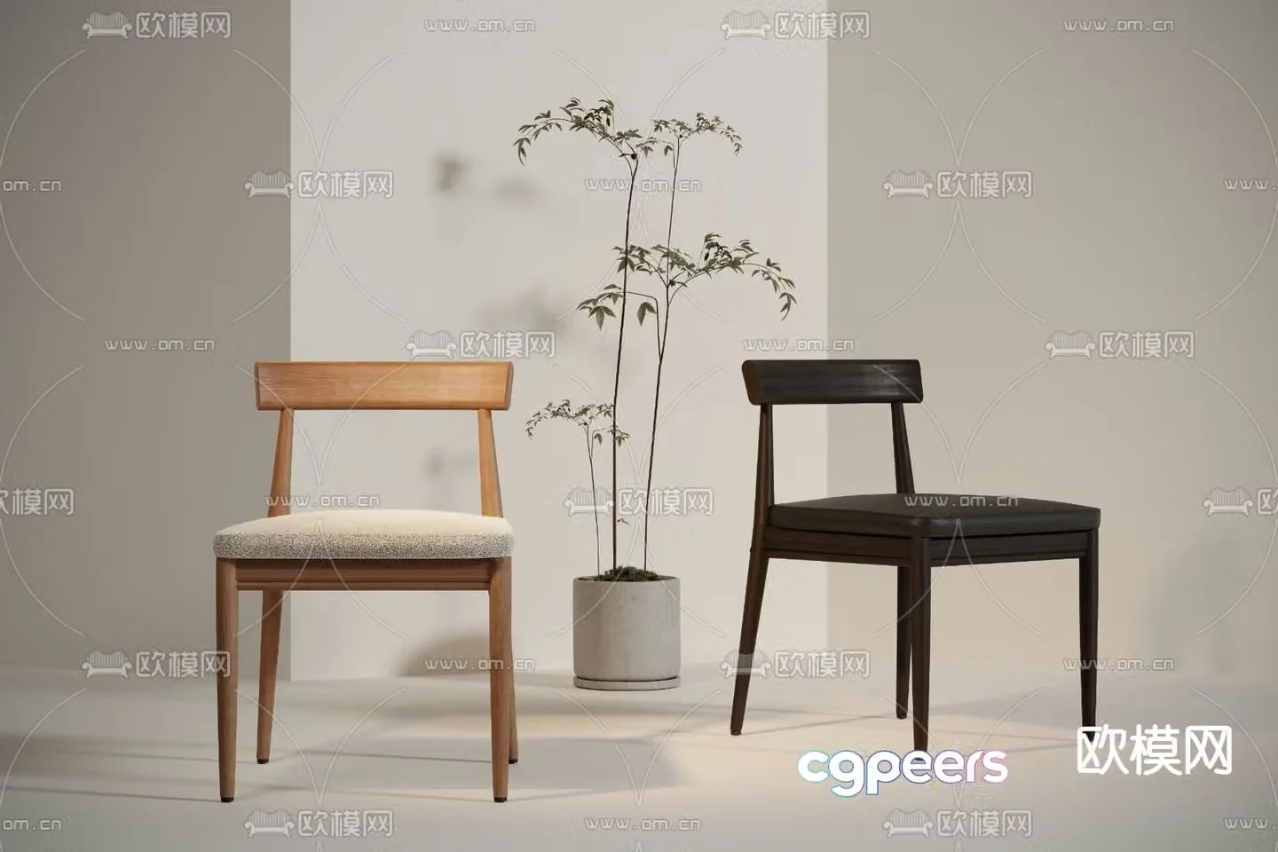 Log chair dining chair 3d model