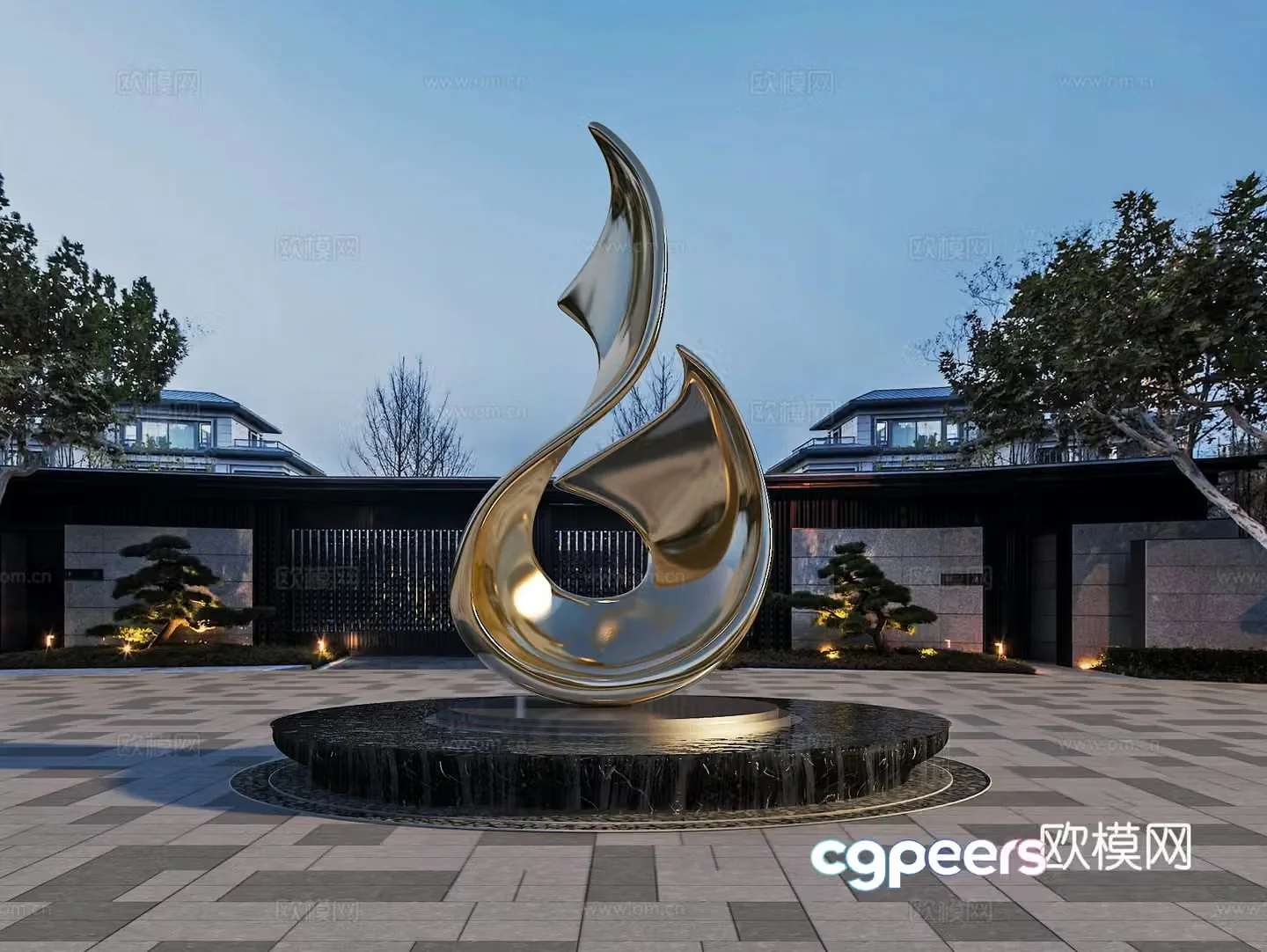 Square installation Sculpture Landscape Art sketch 3d model