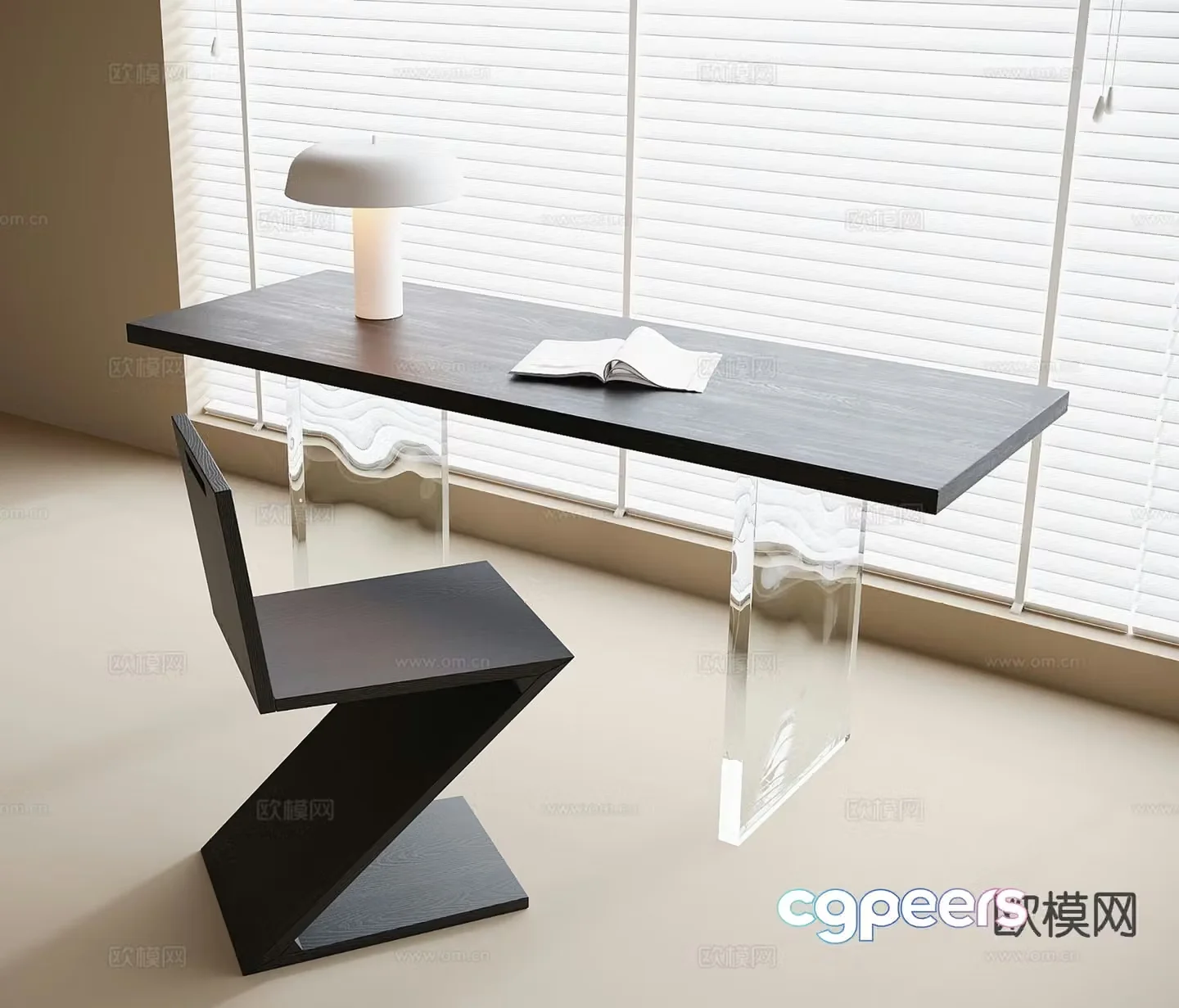 modern desk desk 3d model