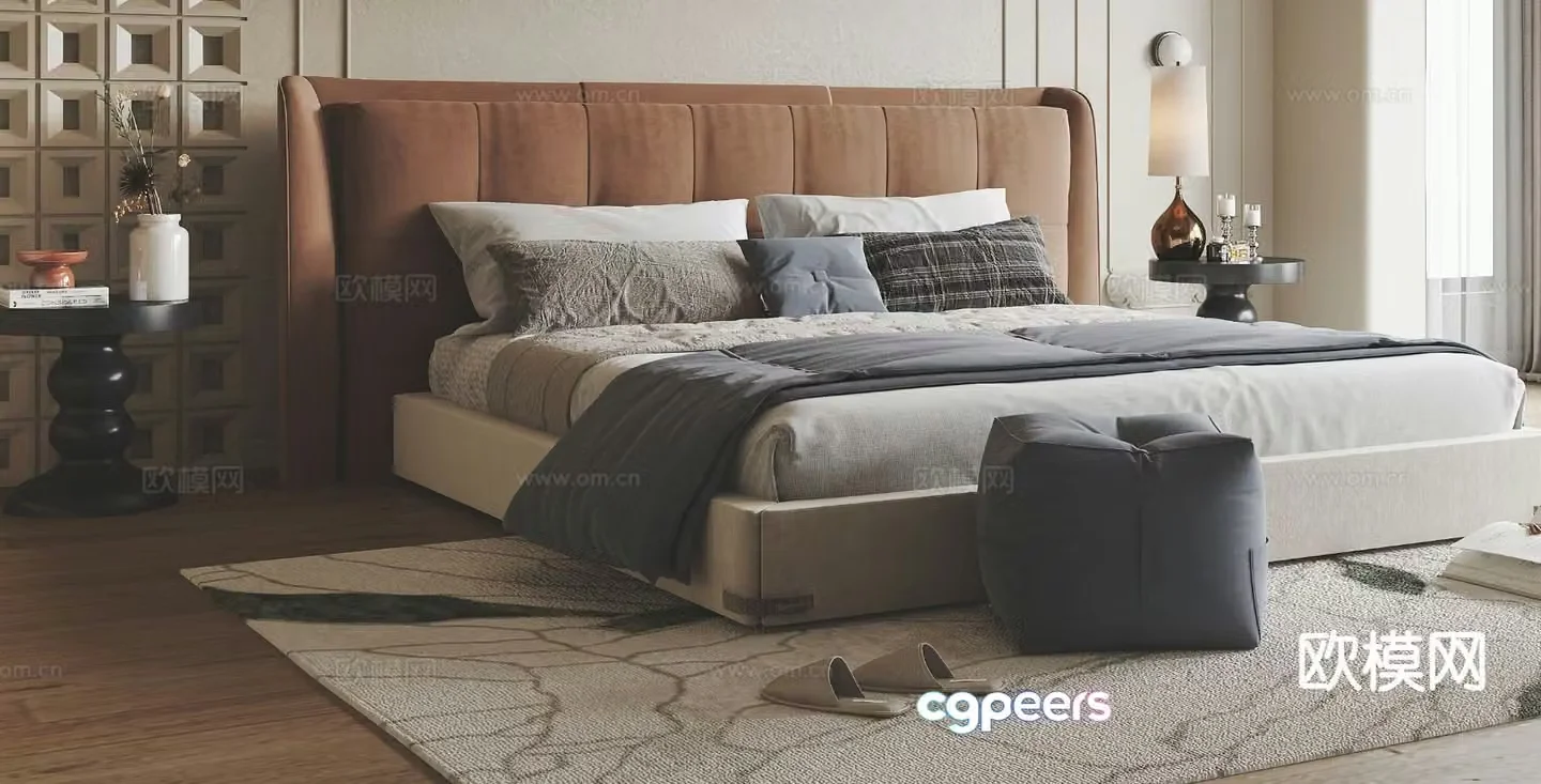 Modern double bed 3d model