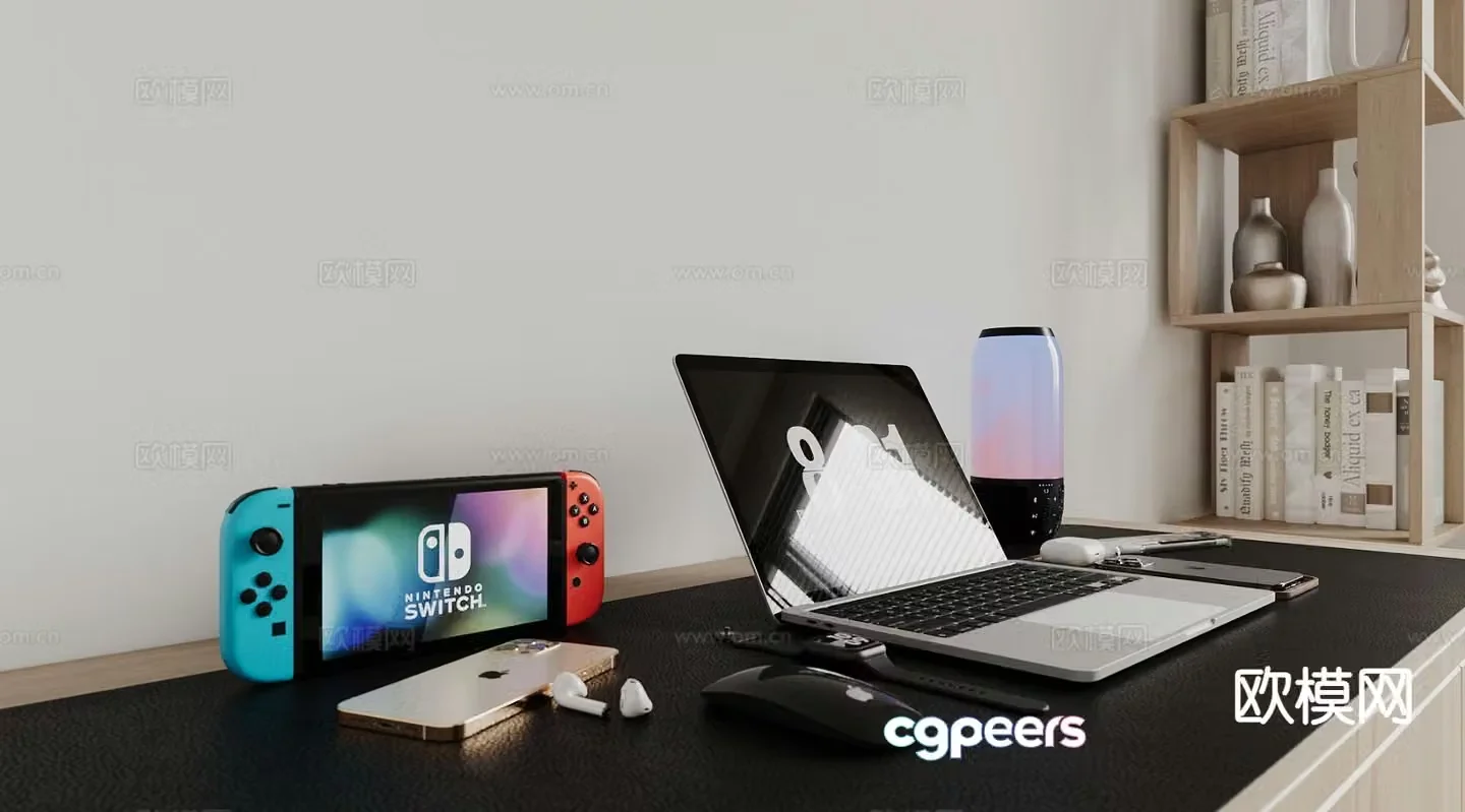 Desktop accessories computer notebook mobile phone audio 3d model