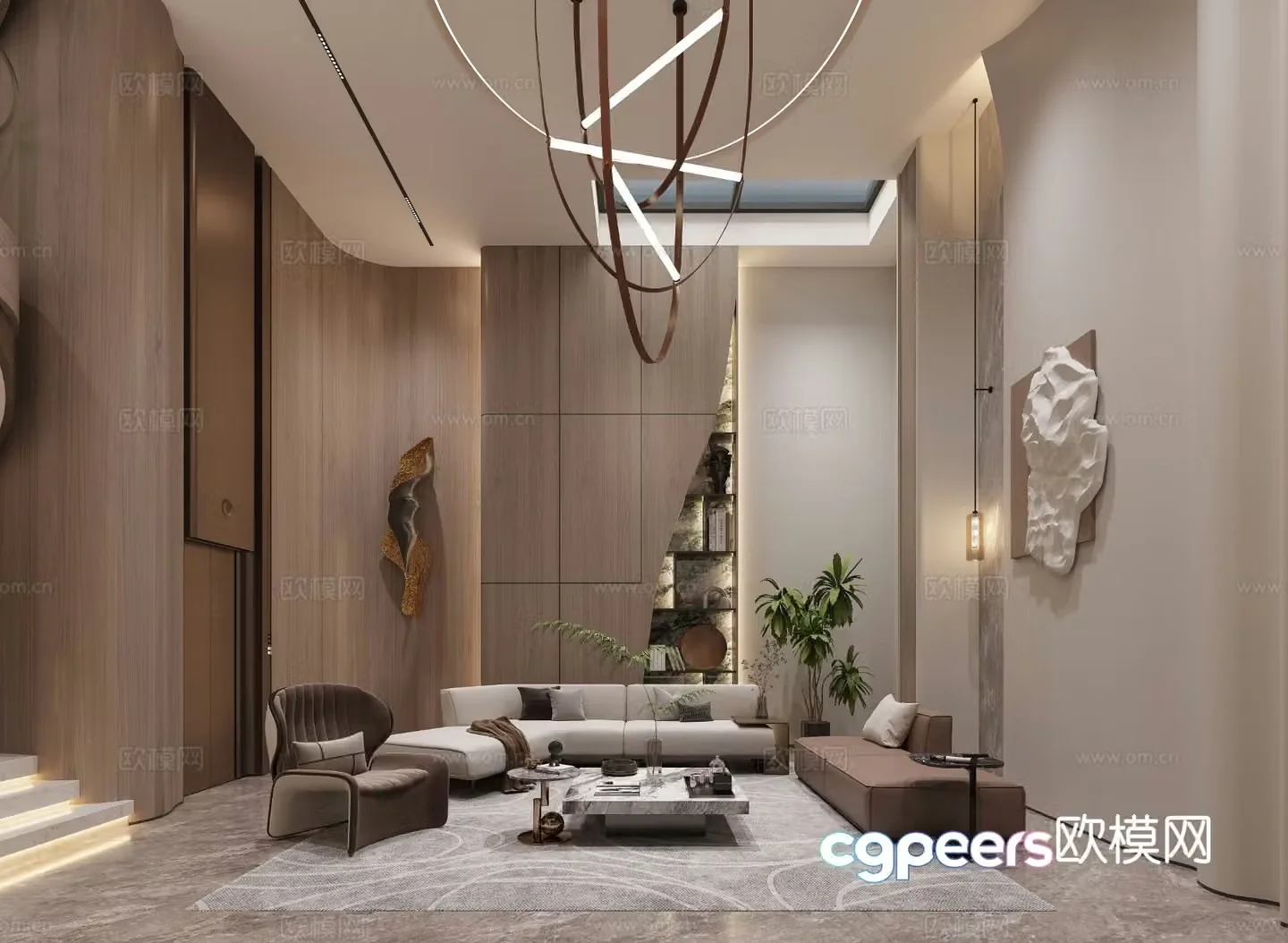 Italian lounge entertainment room basement 3d model