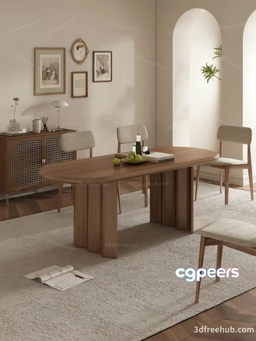 Modern Dining Room 3D Model – 21848 – VRAY Render