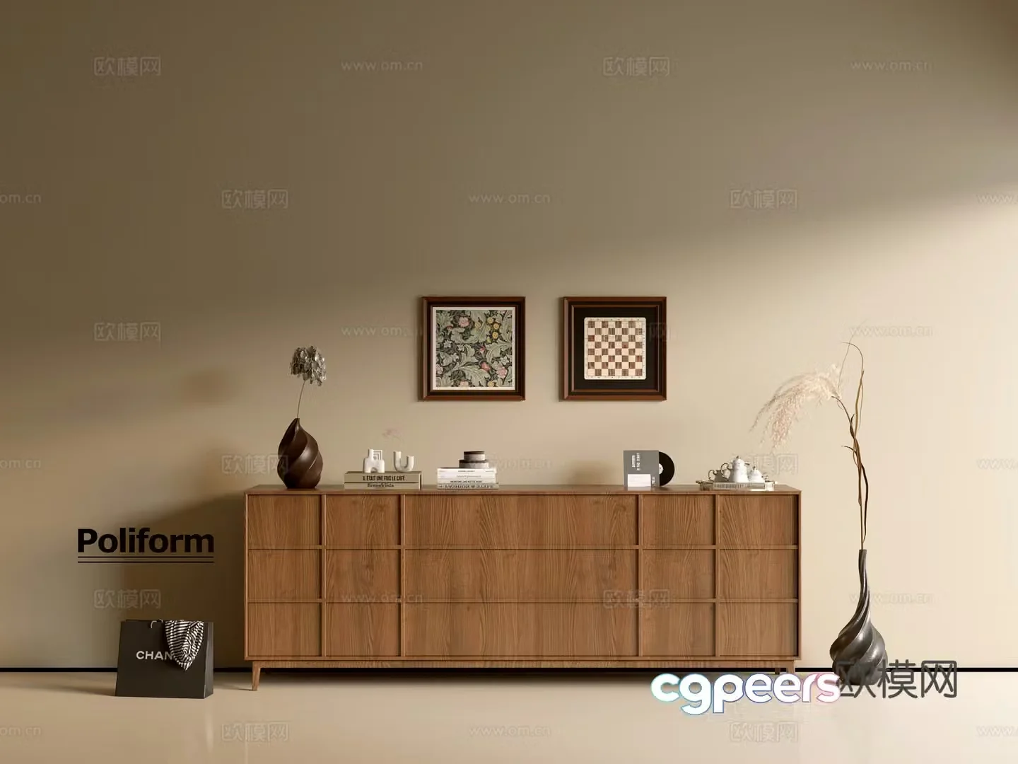 Modern wood grain cabinet ins wind minimalist wind cabinet whole cabinet sideboard balcony cabinet storage 3D model