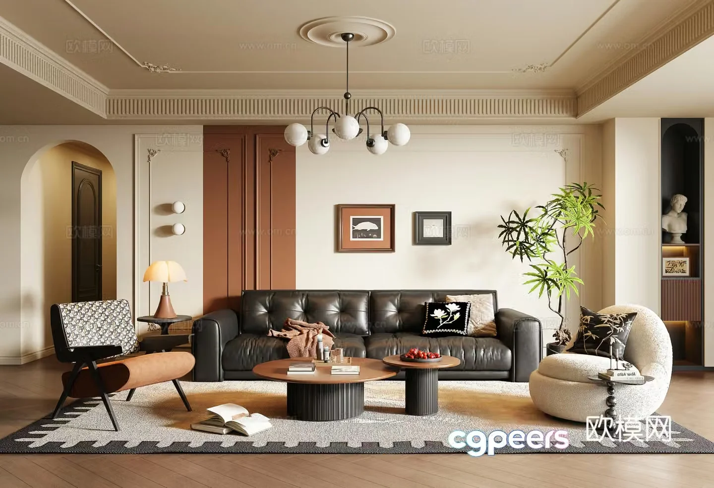 French medieval style living room 3d model