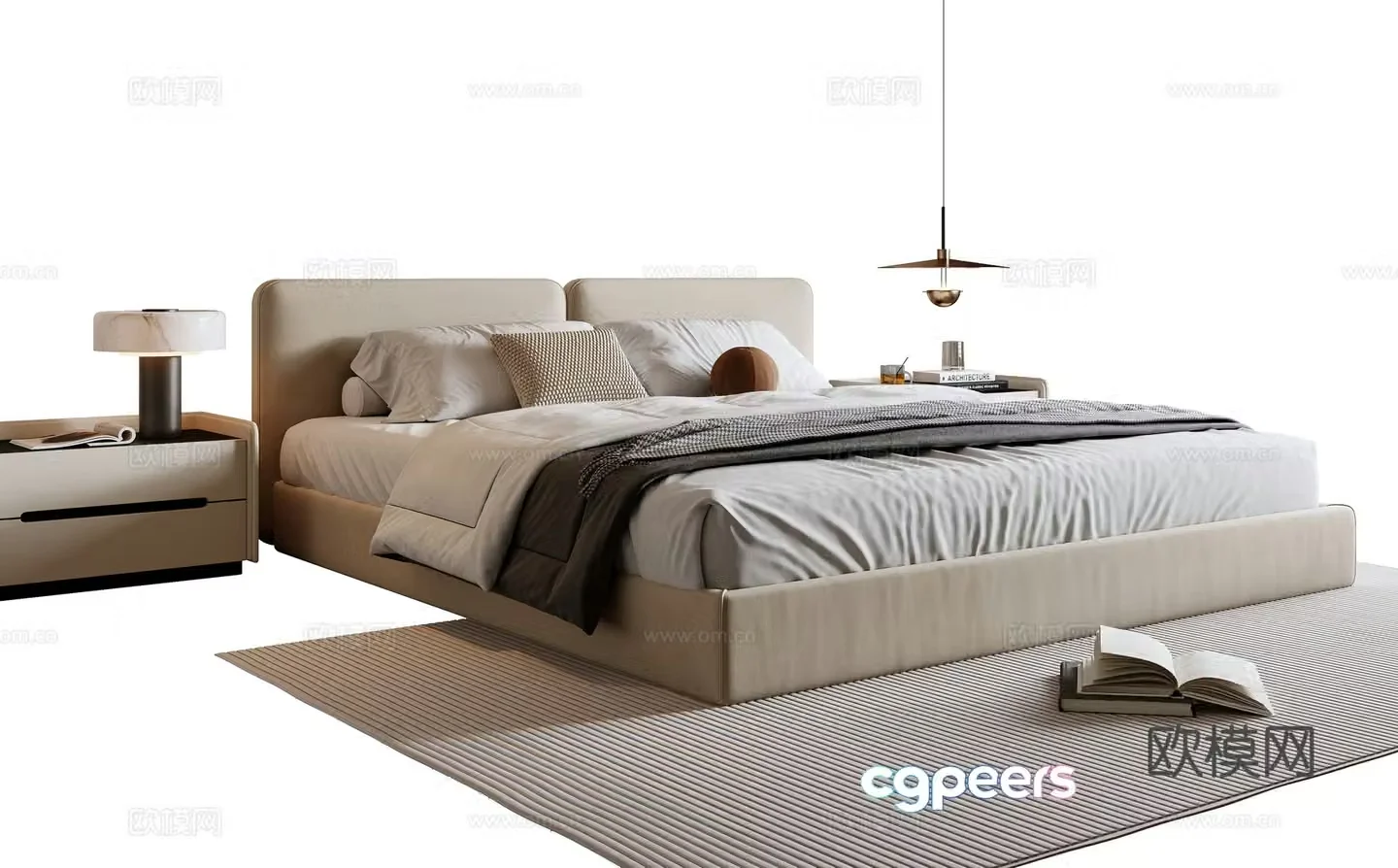 Modern double bed 3d model