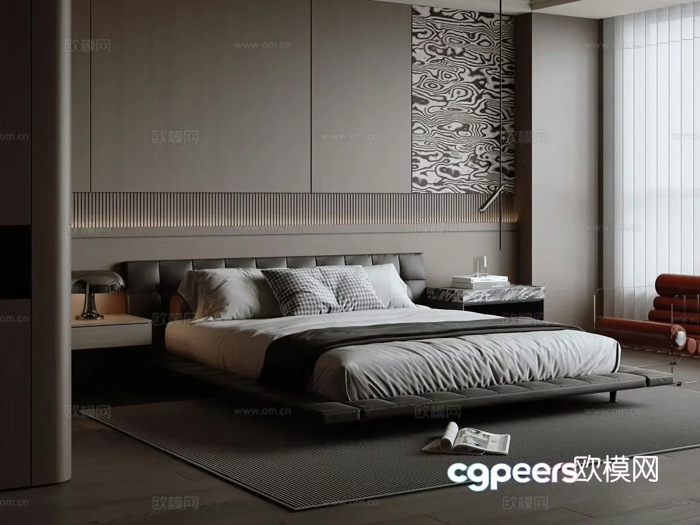 Modern Italian double bed 3d model