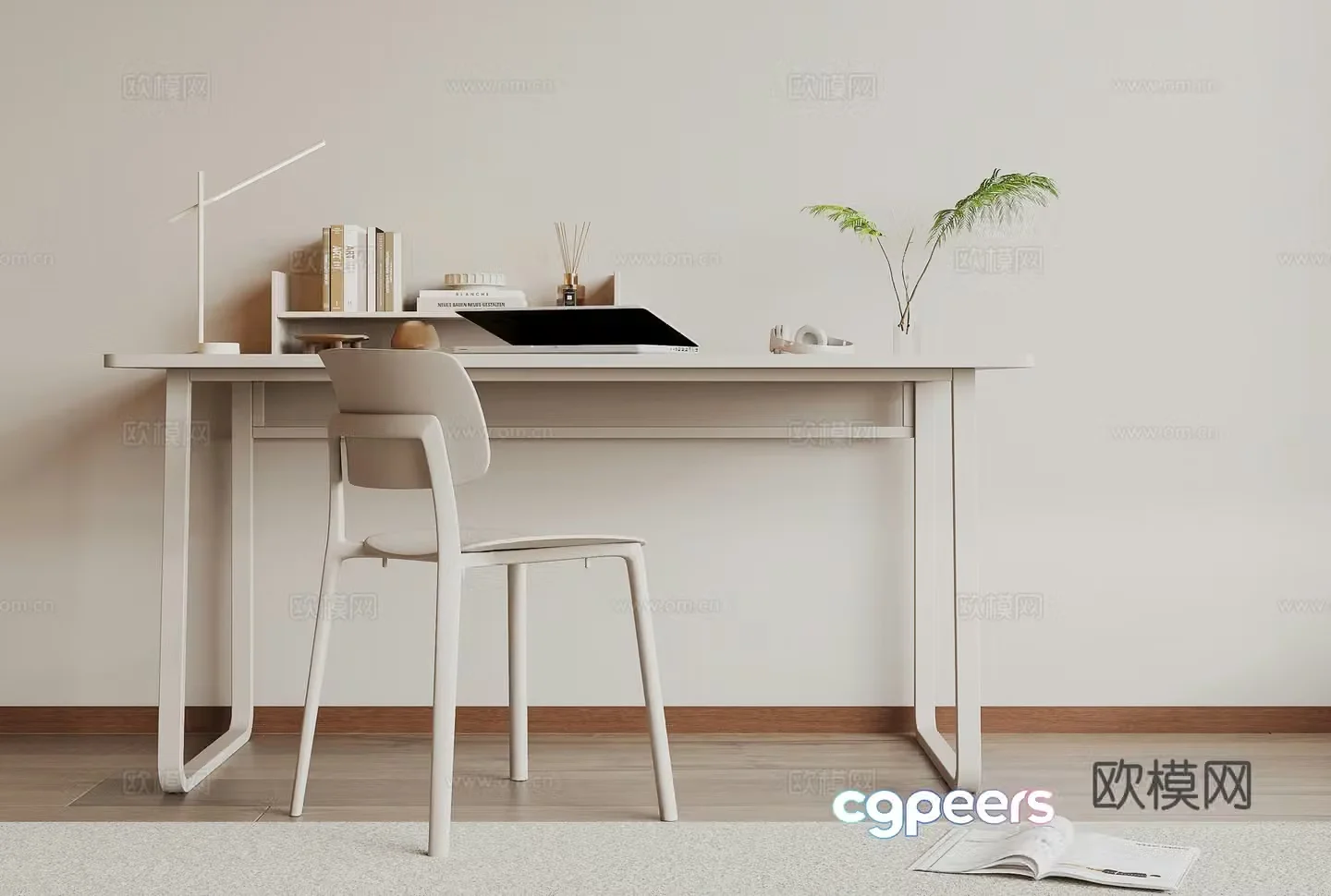 Modern desk and chair 3d model