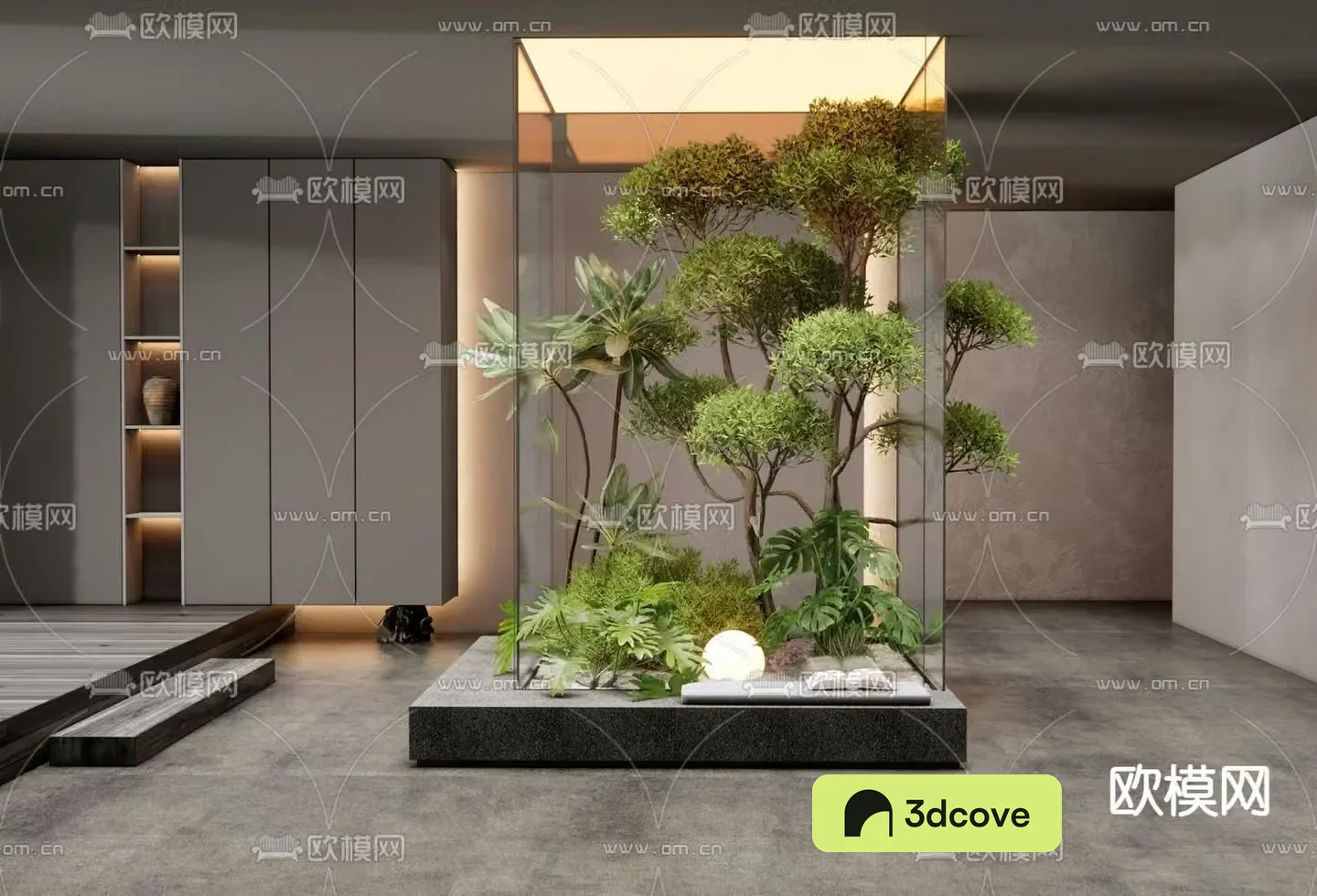 Indoor landscape plant landscaping glass cover