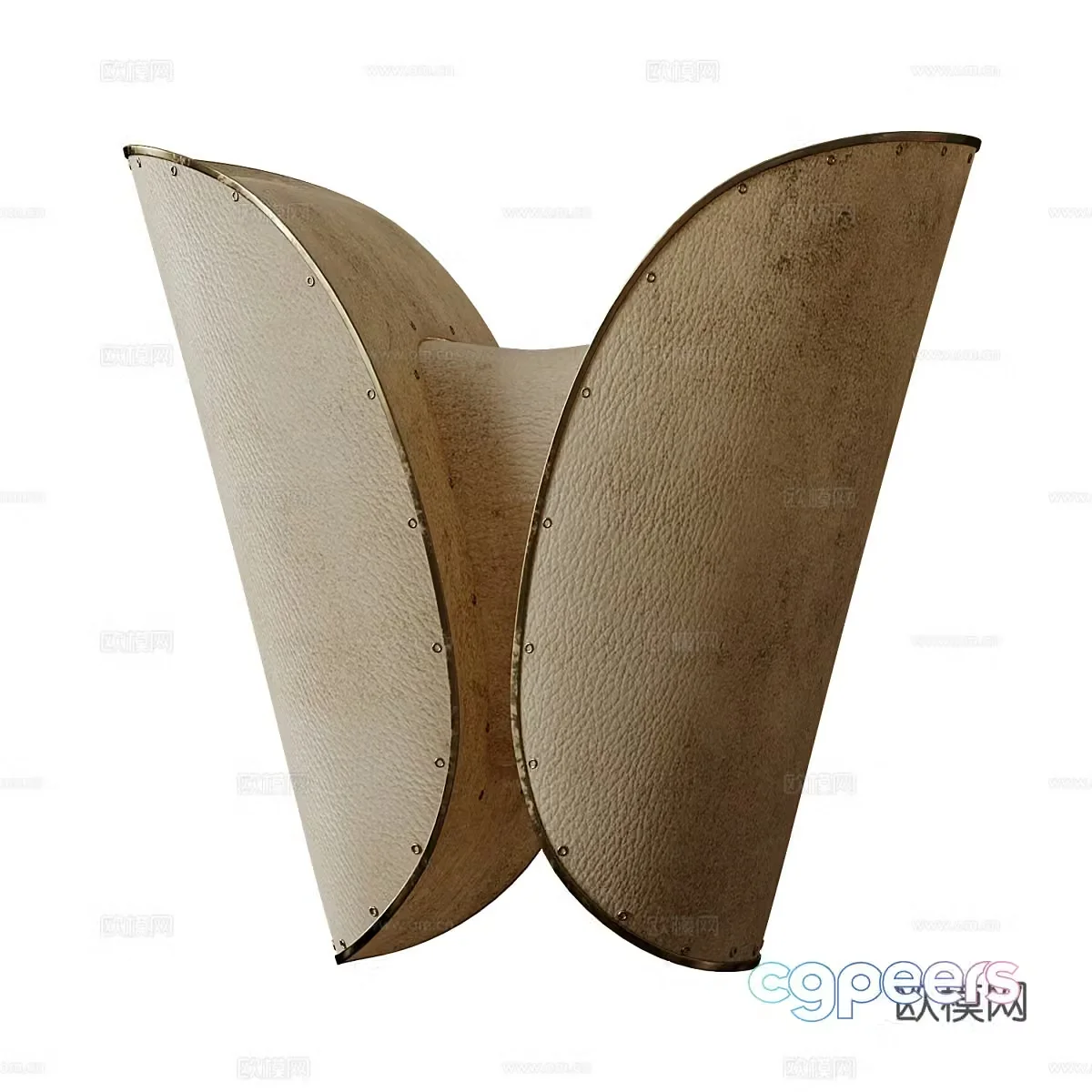 New Chinese style light luxury leather wall lamp 3D model