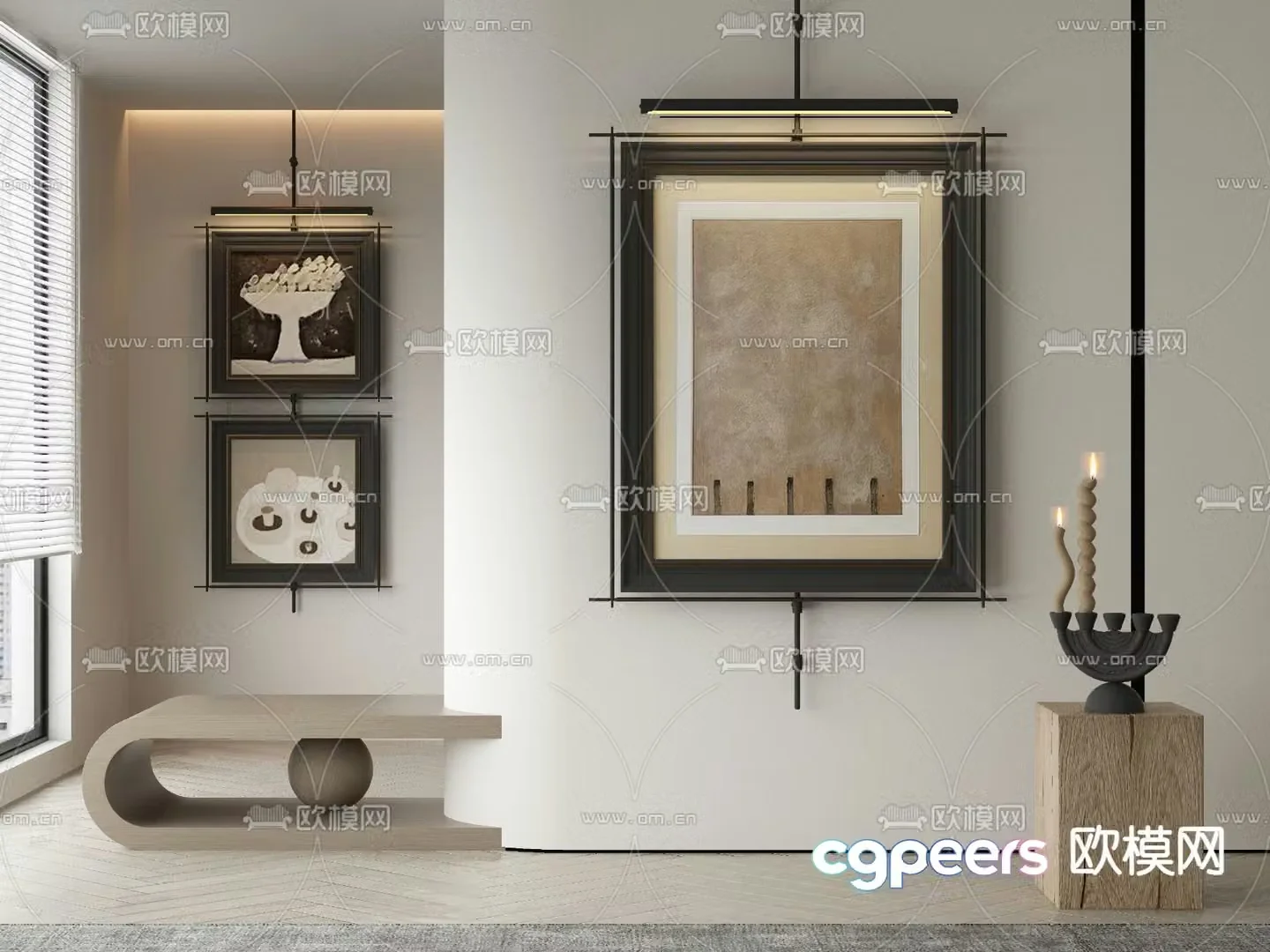 Middle-aged decorative paintings hanging paintings 3D model