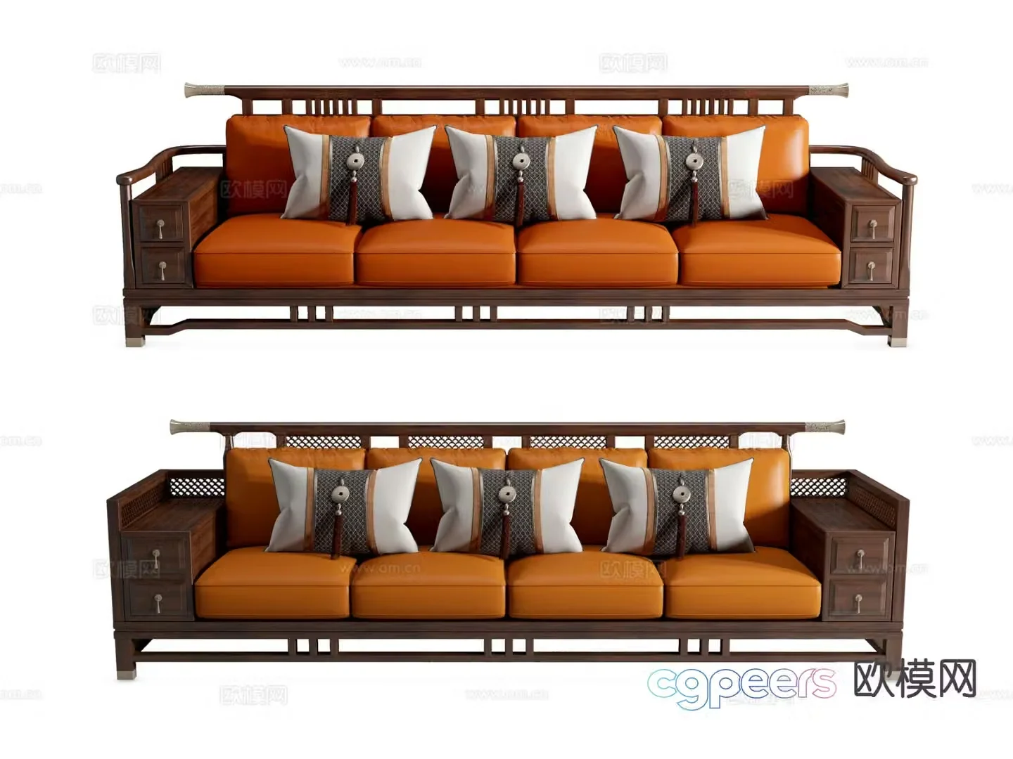 New Chinese-style direct sofa multi-person sofa 3D model